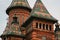 clock tower with many intricate decoration at an old european building