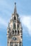 Clock tower of the new town hall building in Munich, Germany