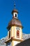 Clock tower of parish church Pfarre Neustift in Neustift im Stubaital