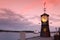 Clock tower on the pier of Oslo