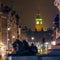 The Clock Tower seen from Trafalgar Square at night