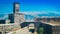 Clock tower on top of the fortress in Gjirokastra, Albania, beautiful cityscape