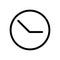 Clock vector icon. Black and white clock illustration. Outline linear time icon.
