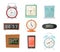 Clock watch alarms vector icons illustration