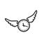 Clock wings circle time traditional icon. Vector graphic