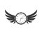 Clock and wings logo icon time out illustration design vector