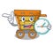 With clock wooden trolley character cartoon