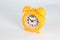 Clock yellow on White background