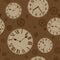 Clocks and gears vector distressed seamless pattern.