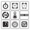 Clocks, time icons set