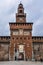 Clocktower of Sforza Castle in Milan, Italy
