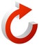 Clockwise red arrow. Arrow forward. Circular arrow icon