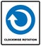 Clockwise rotation arrow icon. Blue mandatory symbol. illustration isolated on white. White simple pictogram. Service