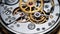 Clockworks in close up, mechanic repairing wristwatch accuracy generated by AI