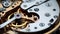 Clockworks turning, precision balance, teamwork restoring antique wristwatch generated by AI