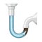 Clogged drain pipe in water bathroom piping realistic. Clean clogged drain plumber