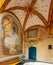 Cloister courtyard of capuchin monastery, pilgrimage church Madonna del Sasso. Orselina, Locarno, Ticino, Switzerland. Europe