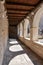 The cloister at Our Lady of the Angels Andela Monastery, overlooking Orebic, Croatia