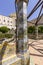 Cloister Santa Chiara with octagonal columns decorated with majolica tiles in rococo style, Naples, Italy