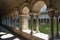 Cloisters at Girona cathedral.  Arches with light and shade.