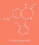 Clonazepam benzodiazepine drug molecule. Used in treatment of seizures, insomnia, anxiety, etc. Skeletal formula.