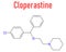 Cloperastine cough suppressant drug molecule. Skeletal formula.