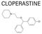 Cloperastine molecule. Skeletal formula.