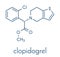 Clopidogrel antiplatelet agent molecule. Inhibits blood clotting Skeletal formula.