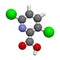 Clopyralid herbicide molecule. 3D rendering.