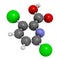 Clopyralid herbicide molecule. 3D rendering.