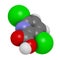 Clopyralid herbicide molecule. 3D rendering.