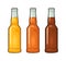 Close bottle with three types beer. Vector color illustration.
