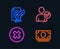 Close button, Identity confirmed and Feather signature icons. Cash money sign.