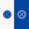 Close, Cross, Interface, No, User Line and Glyph Solid icon Blue banner Line and Glyph Solid icon Blue banner