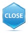 Close crystal blue hexagon button