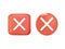 Close, delete button. Cross symbol. 3d vector icon. Cartoon minimal style. Negative or decline sign 3d vector render.