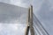 Close details of old large suspension bridge