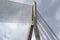 Close details of old large suspension bridge