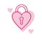 Close heart love icon. Padlock illustration vector symbol. outline pink color.
