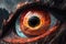 Close look of eye made from molten lava. Generative AI