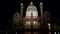 Close night shot of st charles church reflected in a pool at vienna