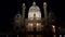 Close night shot of st charles church reflected in a pool at vienna