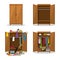 Close and open wardrobe set, before untidy and after tidy wardrobe with mess clothes. Closet with clothes, dresses