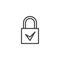 Close padlock with check mark outline icon