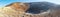 close panoramic view of the sulfurous huge vulcano crater,