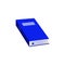 Close paper book with blue hardcover flat icon for back to school or literary leisure concept.