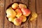 Close Pear Bowl Ripe Organic Pears Rustic Wood Top View