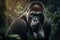 Close portrait adult gorilla, Generative AI