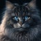 Close portrait of cat with beautiful blue eyes. Generative AI