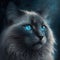 Close portrait of cat with beautiful blue eyes. Generative AI